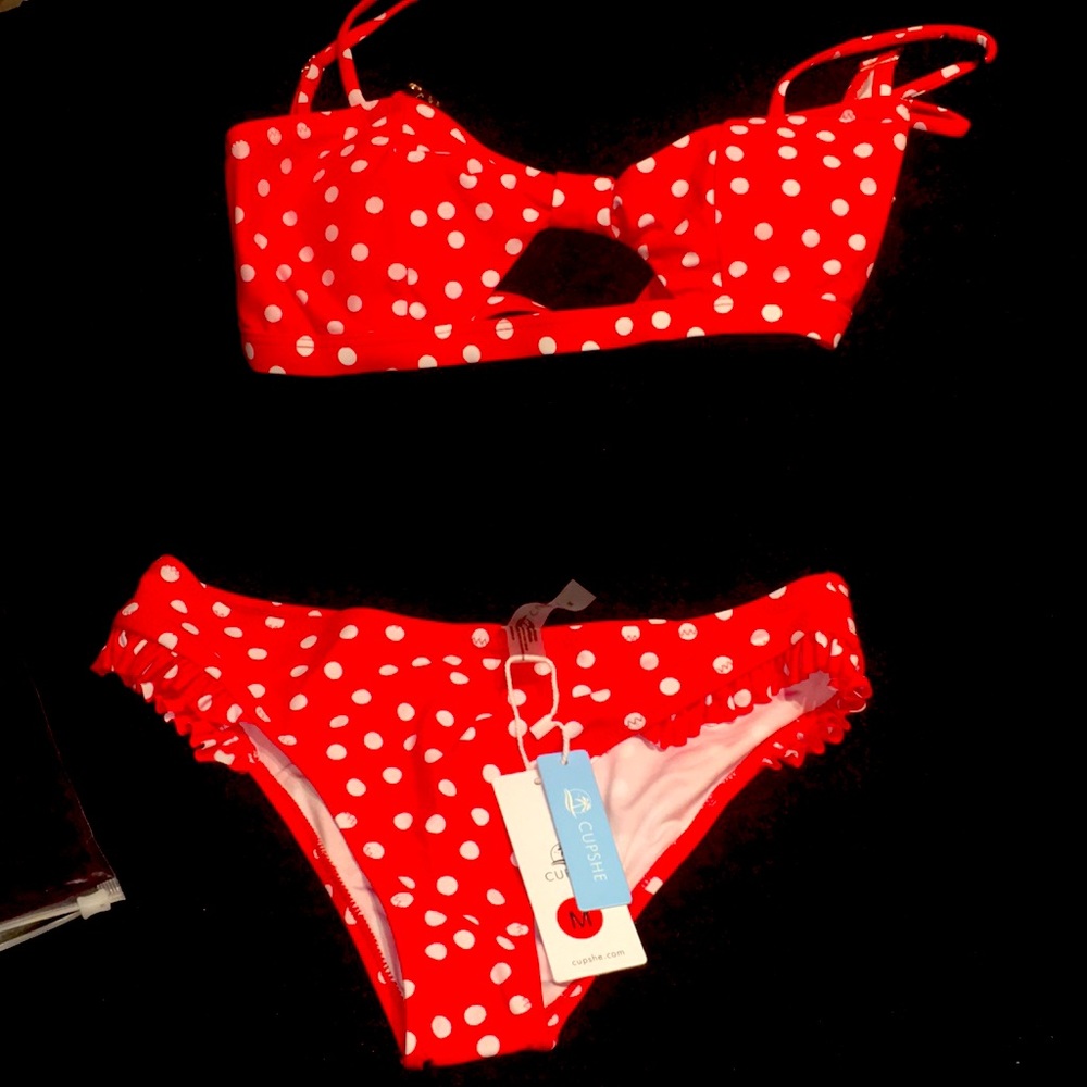 Red polka dot bikini